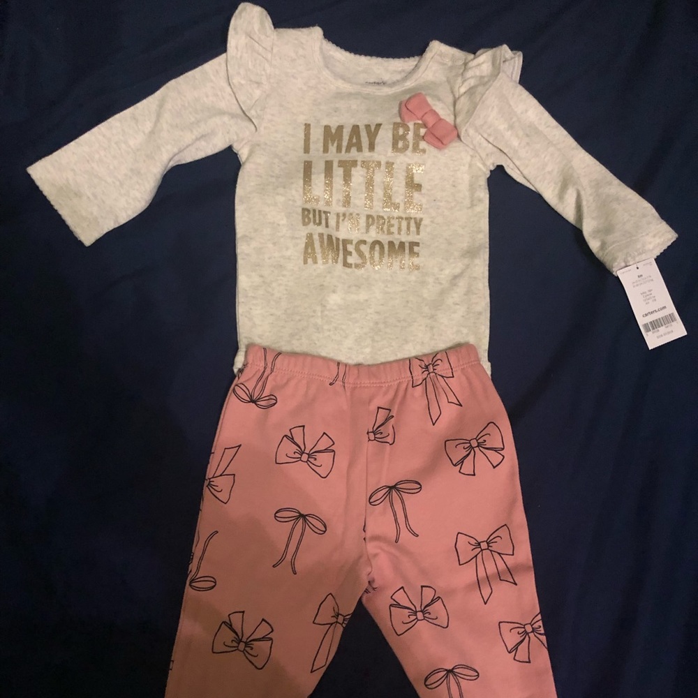 2 piece baby girl carter outfit, 6 months